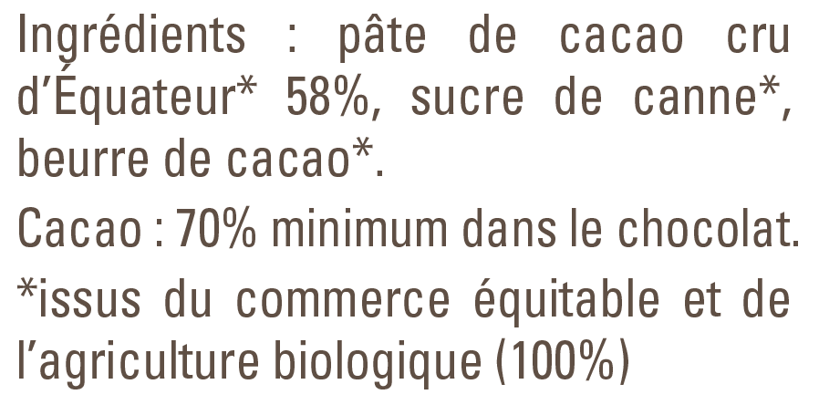 cacao cru liste des ingrédients