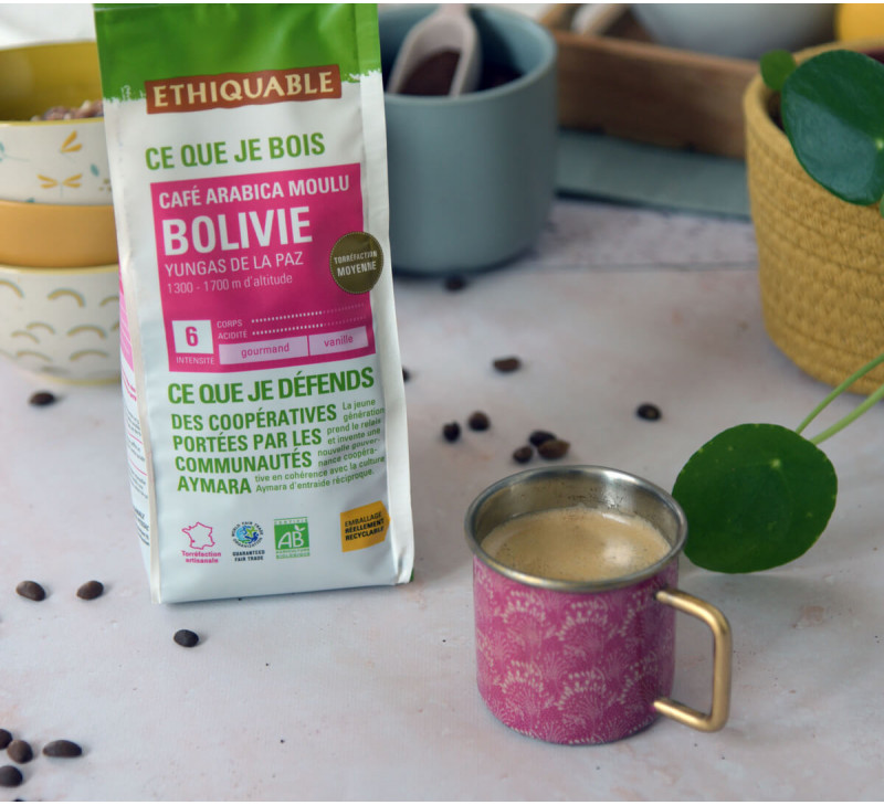 tasse cafe moulu bolivie arabica equitable bio ethiquable