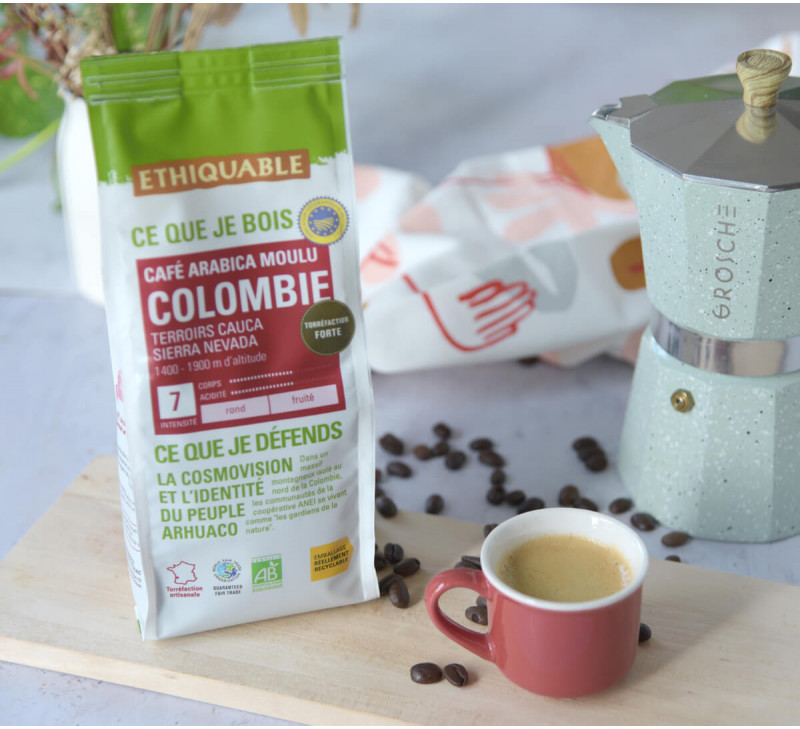 tasse cafe moulu colombie arabica equitable bio ethiquable