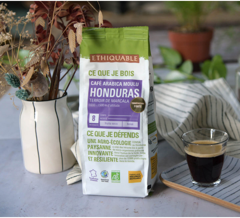 tasse cafe moulu honduras arabica equitable bio ethiquable
