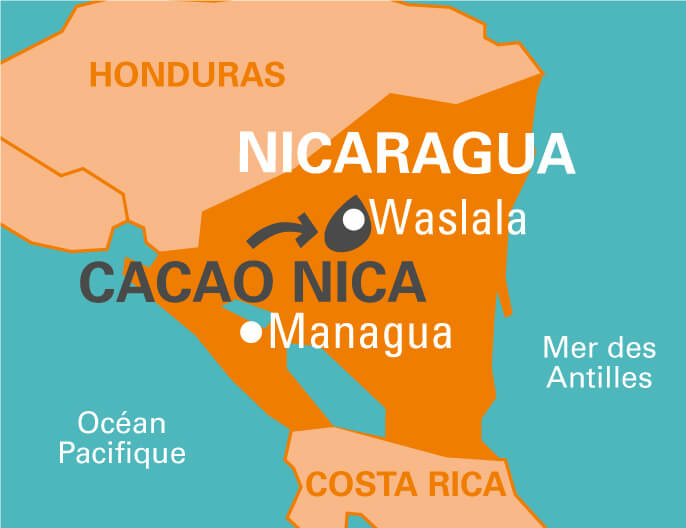 Carte coopérative Cacao Nica au Nicaragua