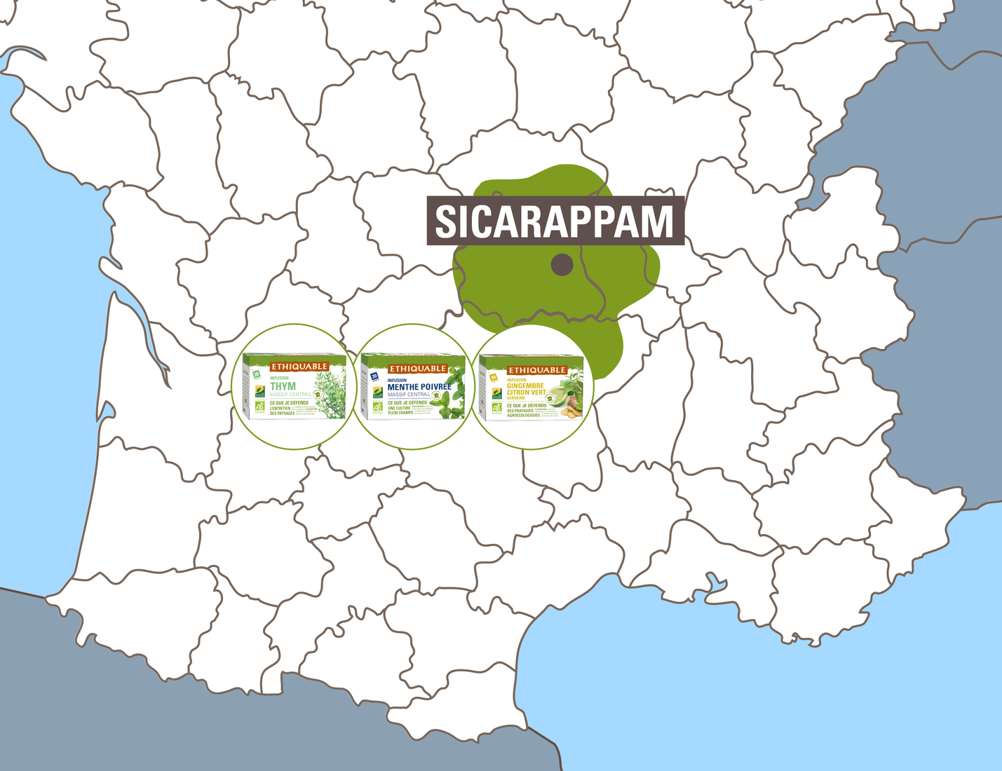 Carte des coopératives de France infusions