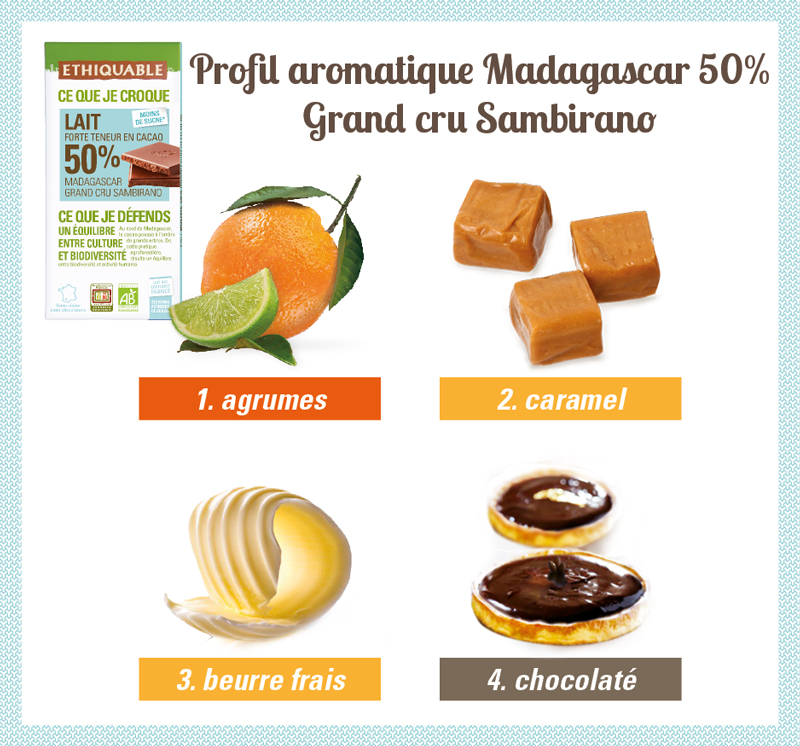 chocolat lait 50% equitable bio ethiquable profil aromatique