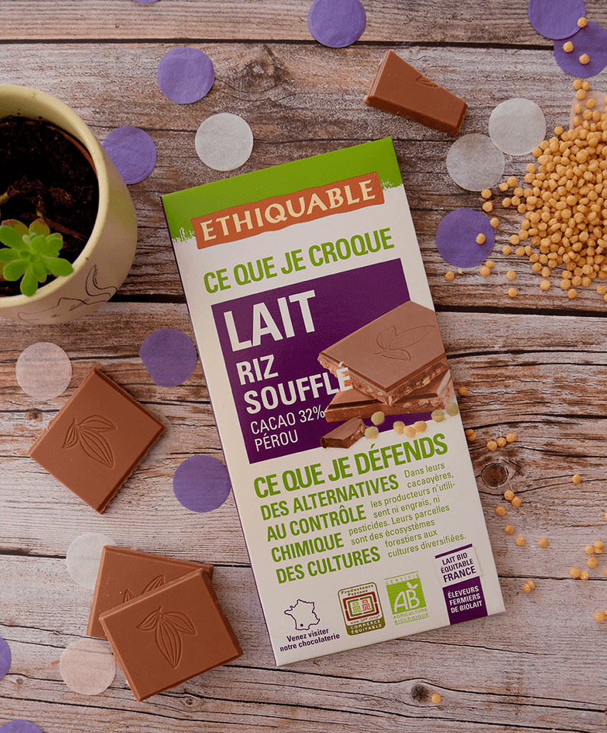 chocolat lait riz soufflé ethiquable bio équitable