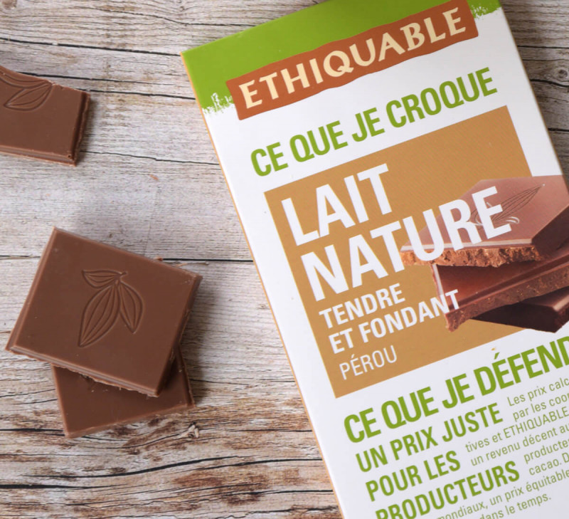 chocolat au lait nature ethiquable