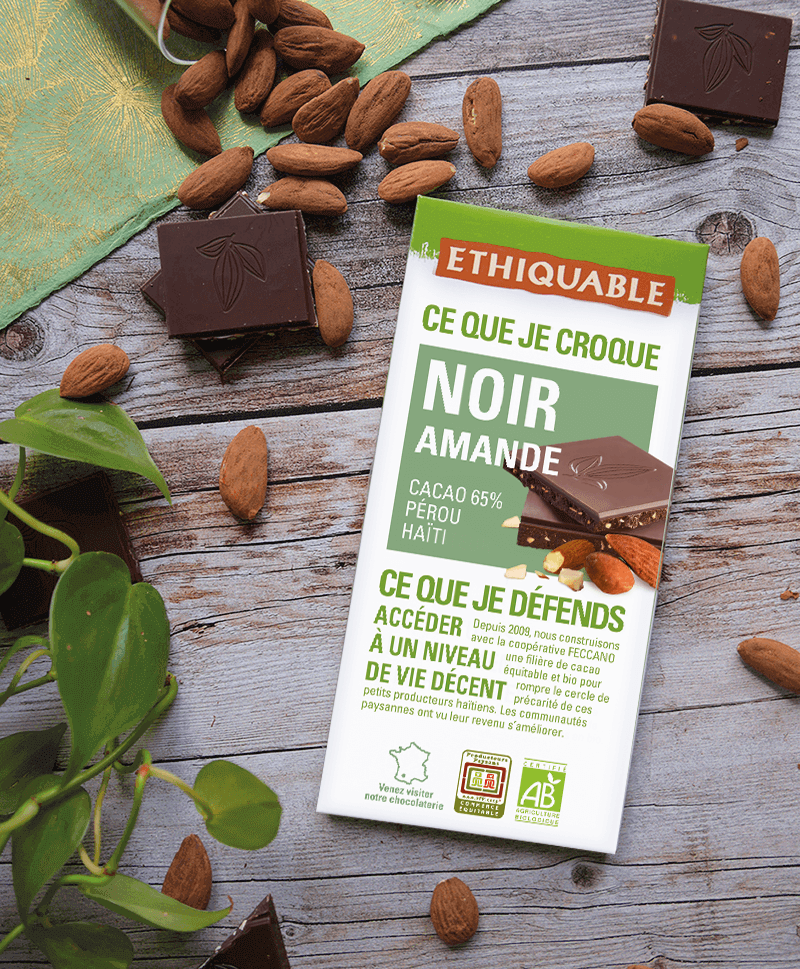 chocolat noir amande equitable bio ethiquable france