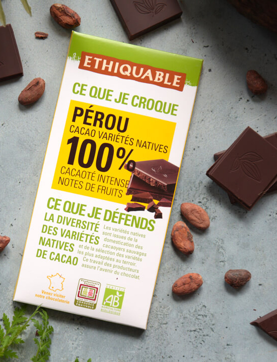 chocolat noir 100% ethiquable bio  equitable