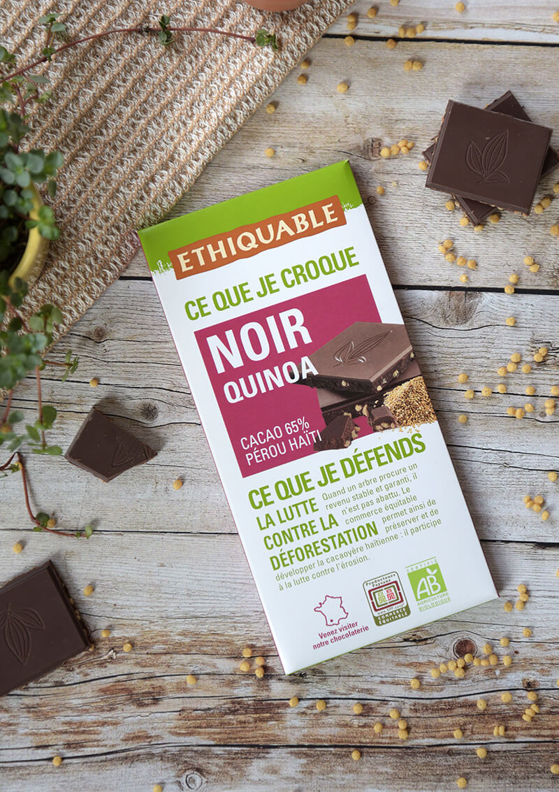 chocolat noir quinoa ethiquable équitable bio