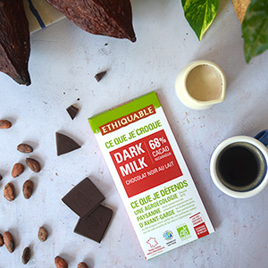 Chocolat Dark Milk équitable et bio 68% avec sucre