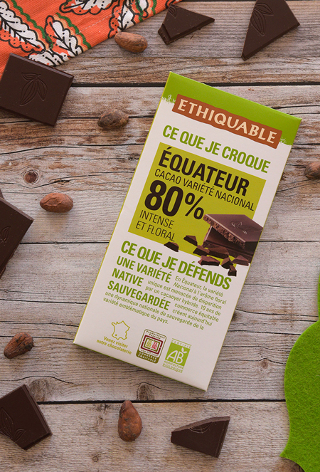 chocolat noir 80% équateur equitable bio ethiquable france