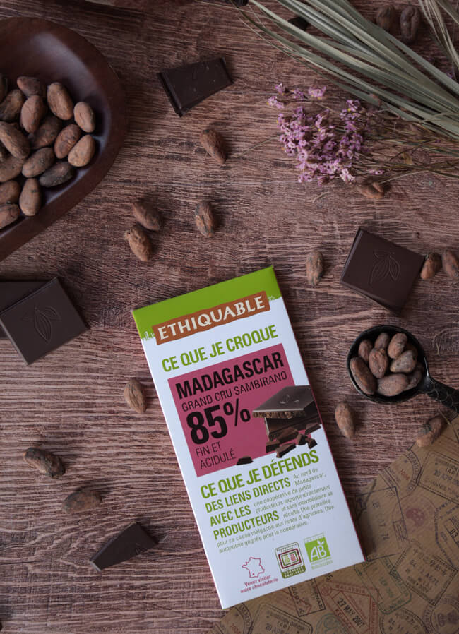 chocolat noir 85% de cacao équitable bio Madagascar ethiquable