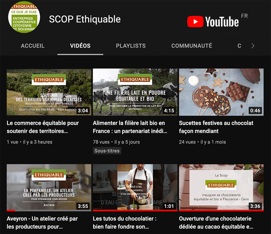ethiquable sur youtube