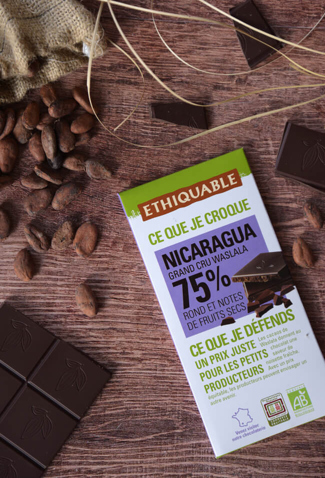 chocolat noir 75% Nicaragua bio equitable ethiquable