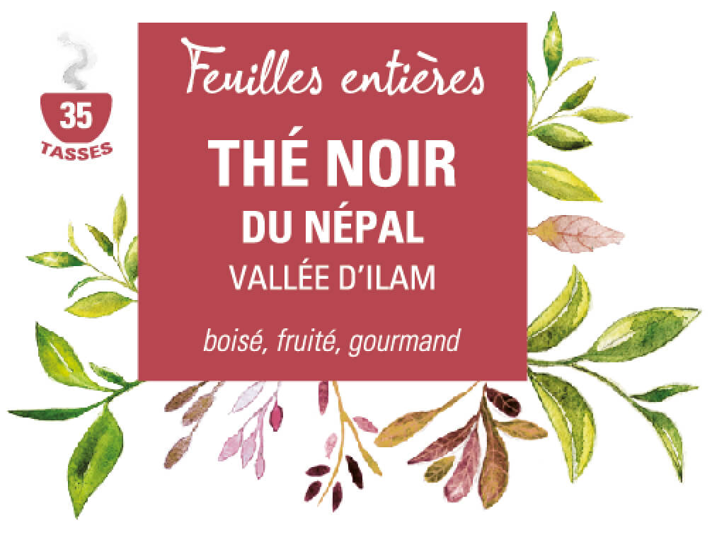 Etiquette Thé noir du Népal en boite vrac équitable et bio