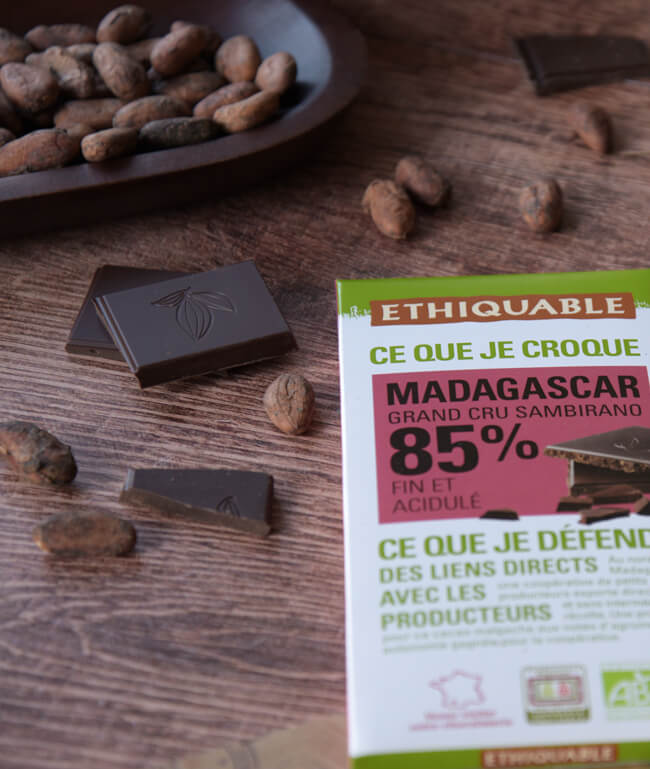 chocolat noir 85% de cacao équitable bio Madagascar ethiquable