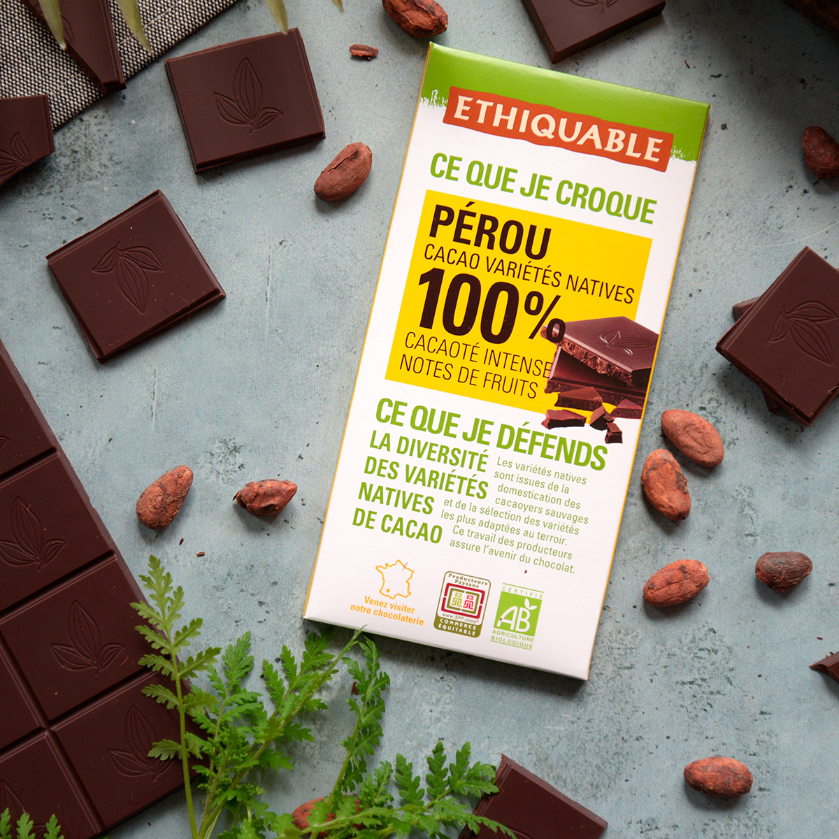 Tablette de chocolat grand cru pure origine Pérou