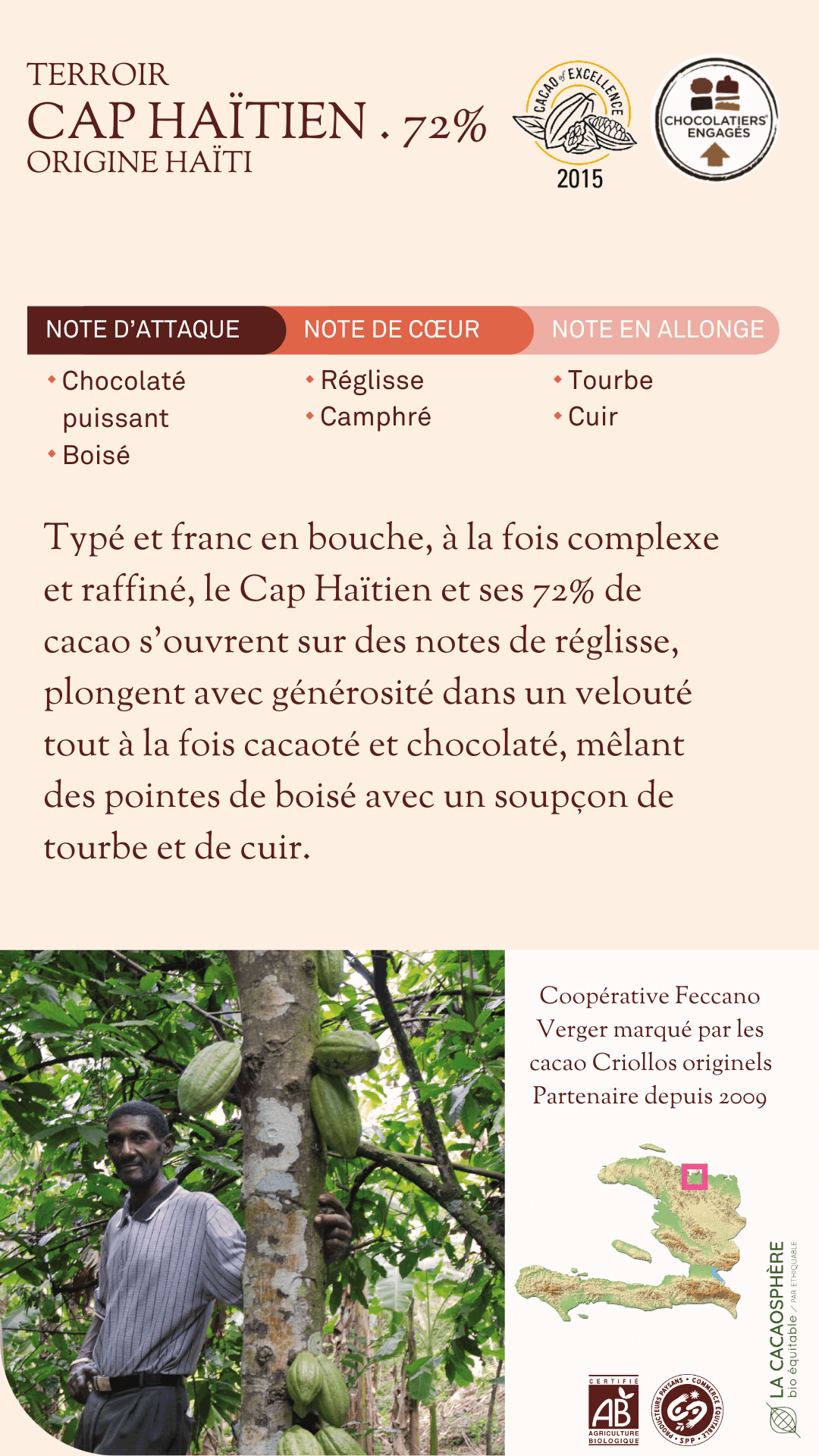 couverture Cap Haïtien pure origine 72% Haïti  La cacaosphère bio équitable
