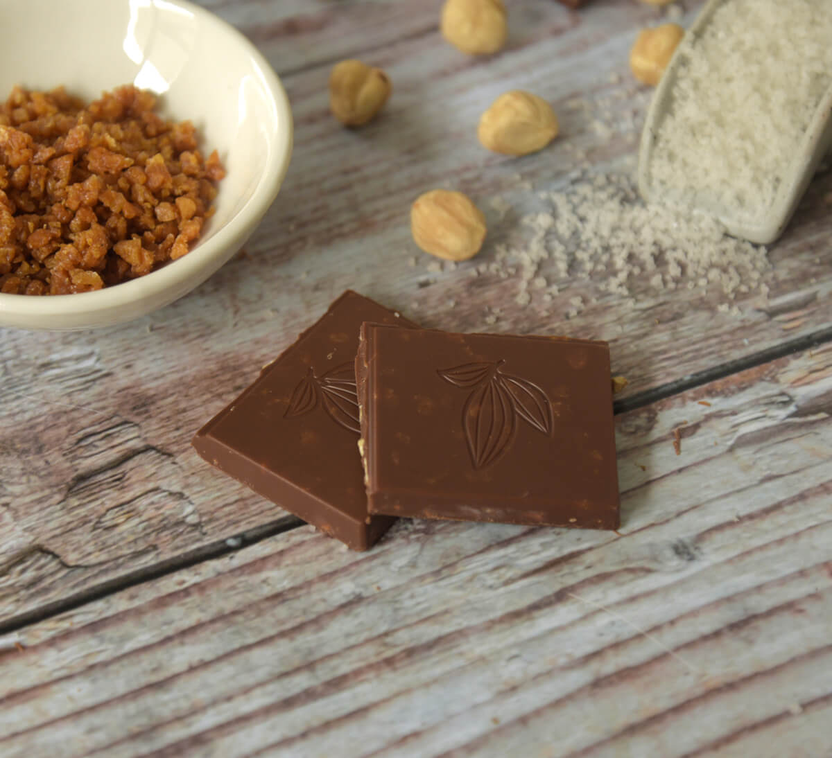 Carré chocolat au lait noisette caramel beurre salé