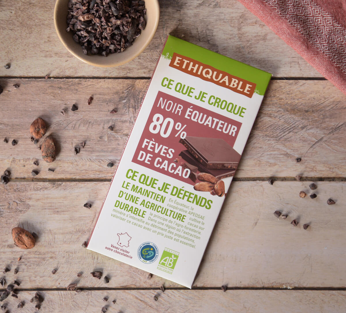 Tablette de Chocolat noir 80% de cacao Equateur