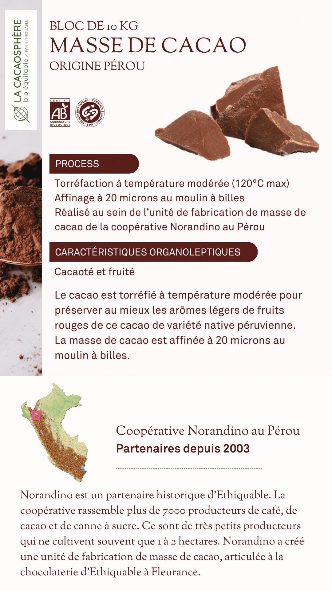 MASSE de cacao La cacaosphère bio équitable