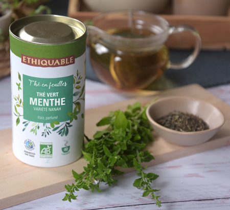 mug thé vrac en feuille vert menthe ethquable équitable bio