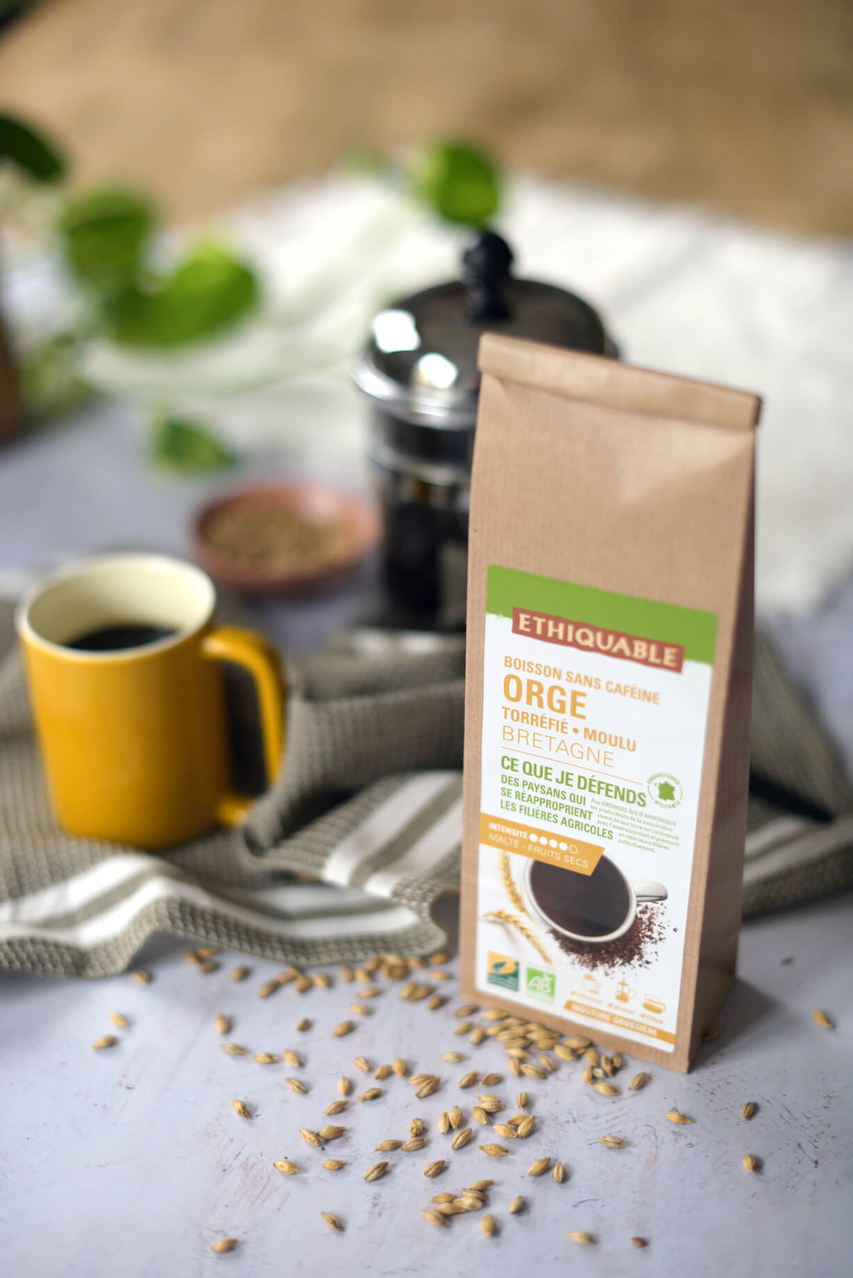 Photo Orge torréfié moulu boisson sans caféine