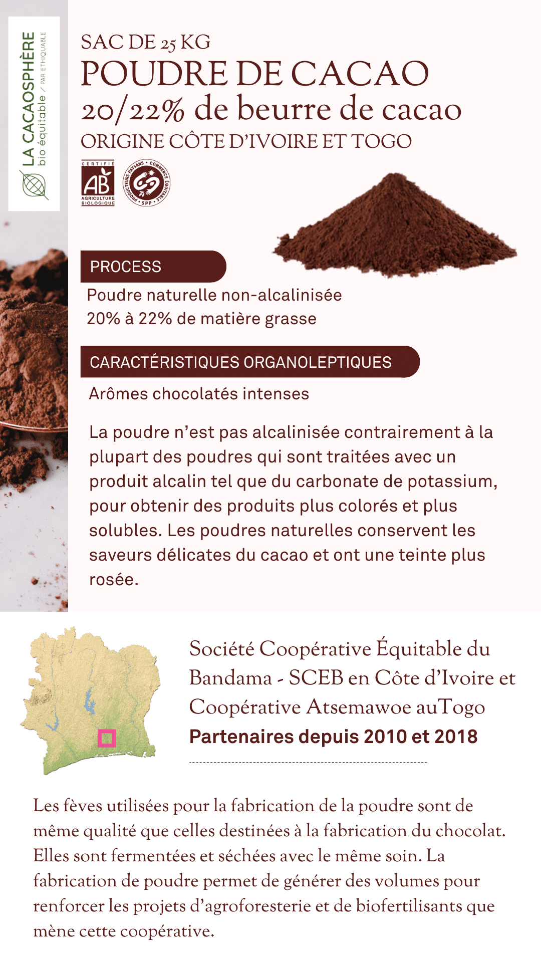 POUDRE de cacao 20_22 La cacaosphère bio équitable