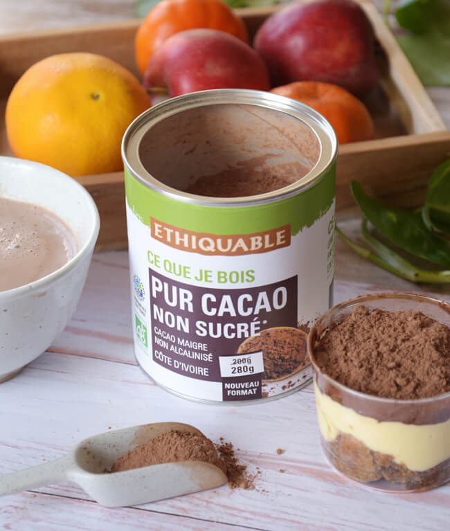 Poudre cacao non sucré équitable & bio