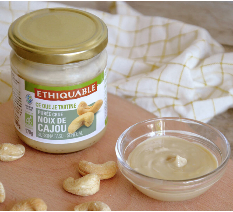 pot de purée de cajou crue ethiquable bio équitable