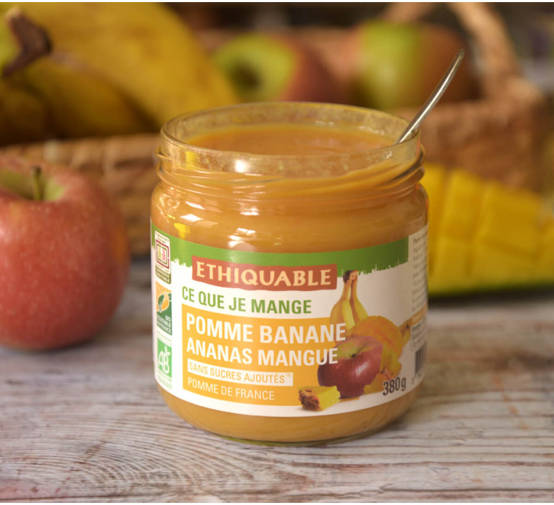 purée pomme banane ananas ethiquable équitable bio