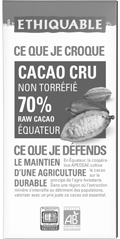 cacao cru 70% de cacao ethiquable