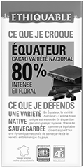 chocolat noir equateur 80% bio equitable ethiquable