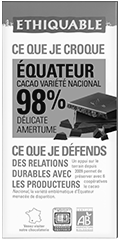 chocolat noir equateur 98% bio equitable ethiquable