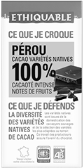 chocolat noir Pérou 100% bio equitable ethiquable