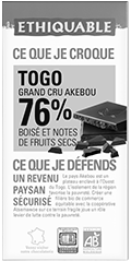 chocolat noir Togo 76% bio equitable ethiquable