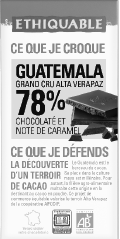 chocolat noir 78% de cacao équitable bio guatemala