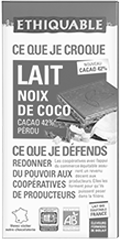 chocolat au lait noix de coco equitable bio ethiquable france