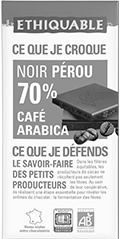 chocolat noir 70% pérou café arabica equitable bio ethiquable franceo