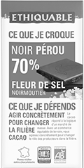 chocolat noir 70% pérou fleur de sel noir moutier equitable bio ethiquable franceo