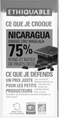 chocolat noir 75% Nicaragua bio equitable ethiquable