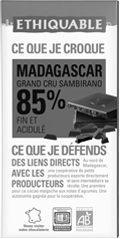 chocolat noir 85% Madagascar bio equitable ethiquable