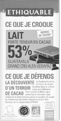 Chocolat au lait 56% de cacao Guatemala grand cru Alta Verapaz