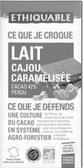 Chocolat au lait cajou caramelisee équitable et bio Chocolat au lait cajou caramelisee