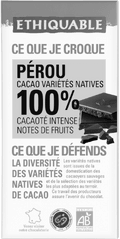 Chocolat noir 100% de cacao Pérou