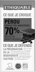 Chocolat noir 70% de cacao Perou grand cru Amazonas