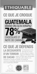 Chocolat noir 78% de cacao Guatemala grand cru Alta Verapaz