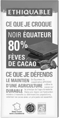 Chocolat noir 80% fèves de cacao equitable et bio Chocolat noir 80% fèves de cacao