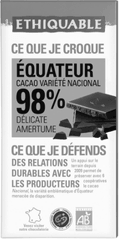 Chocolat noir 98% de cacao Equateur