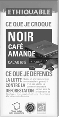 Chocolat noir cafe amande 65% de cacao equitable et bio Chocolat noir cafe amande 65% de cacao