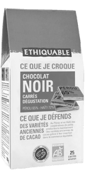 Chocolat noir carres de degustation 65% et 72%